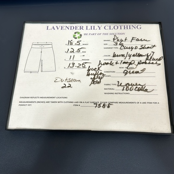 Phat‎ Farm Men's 36 Cargo Short Brown Yellow Plaid 100% Cotton Inseam 11" - Picture 11 of 11